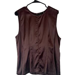 Noir Maroon Sleeveless Formal Zipper Back Tailored Blouse Women Sz XXL